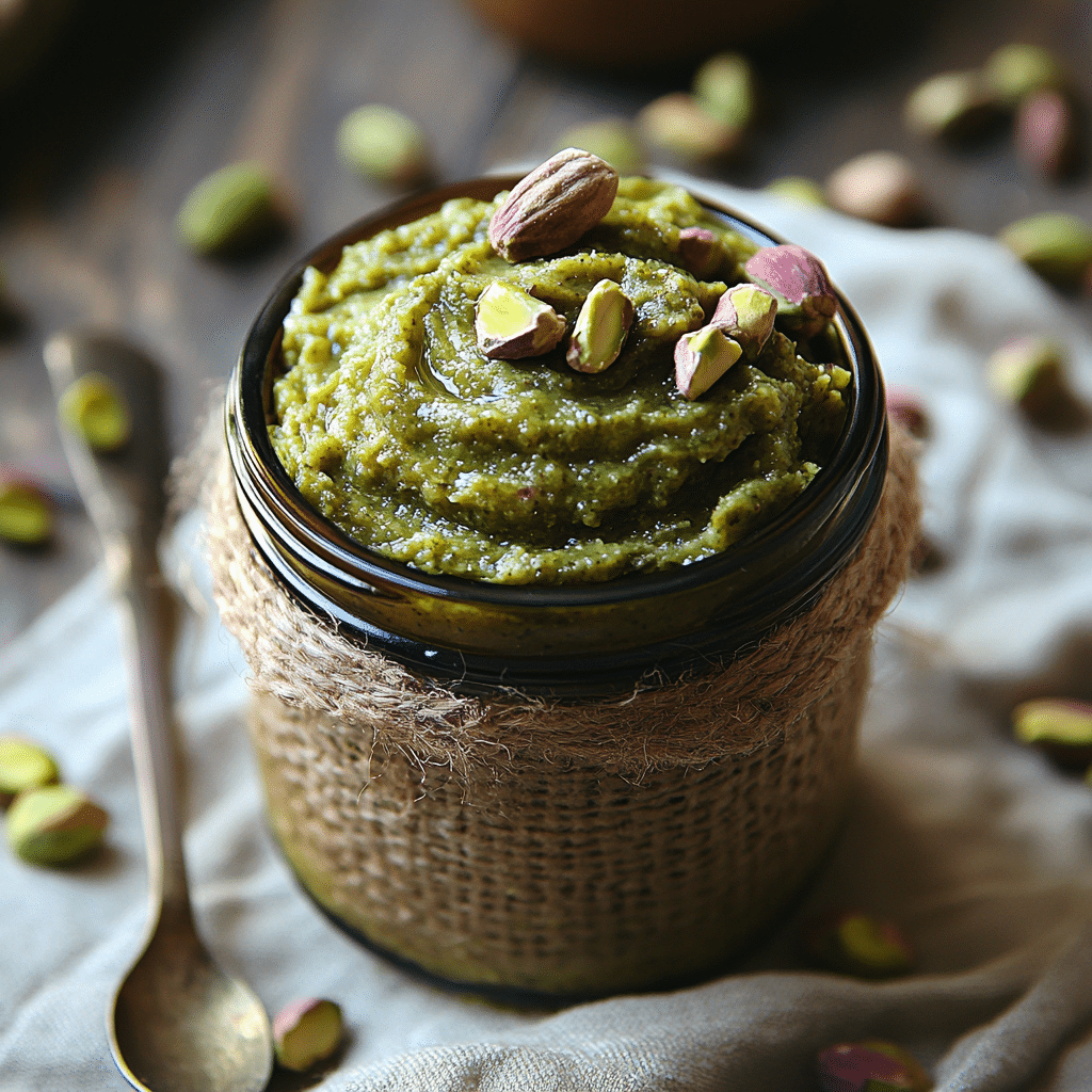 Nutty Gourmet Pistachio Butter: A Creamy Delight for Healthy Eaters 1 Nutty gourmet pistachio butter in a rustic jar