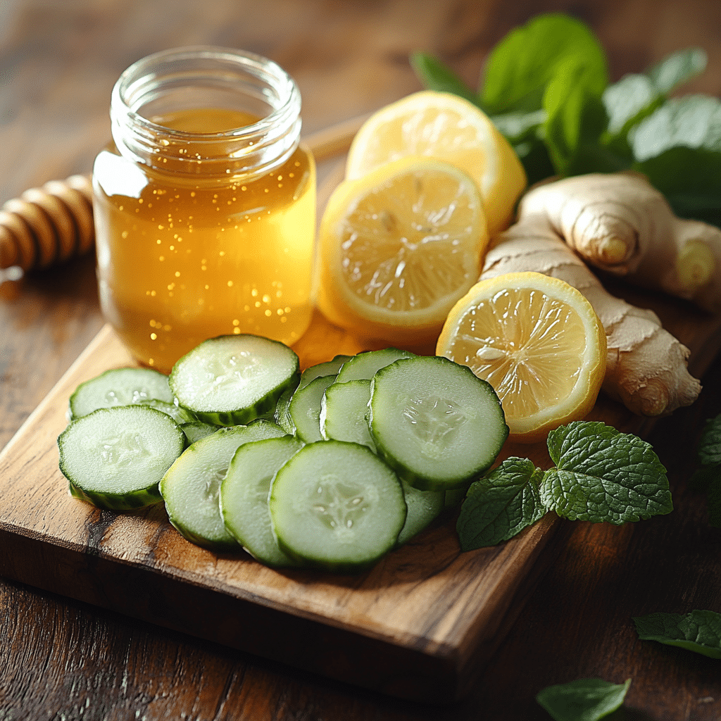 Lemon Balm Ozempic Recipe: A Soothing Herbal Drink for Nausea & Weight Loss 10 u1471415212 Close up of lemon balm raw honey cucumber and gin 742edd7f 49d6 4bb8 b531 c2bad6198a15 2