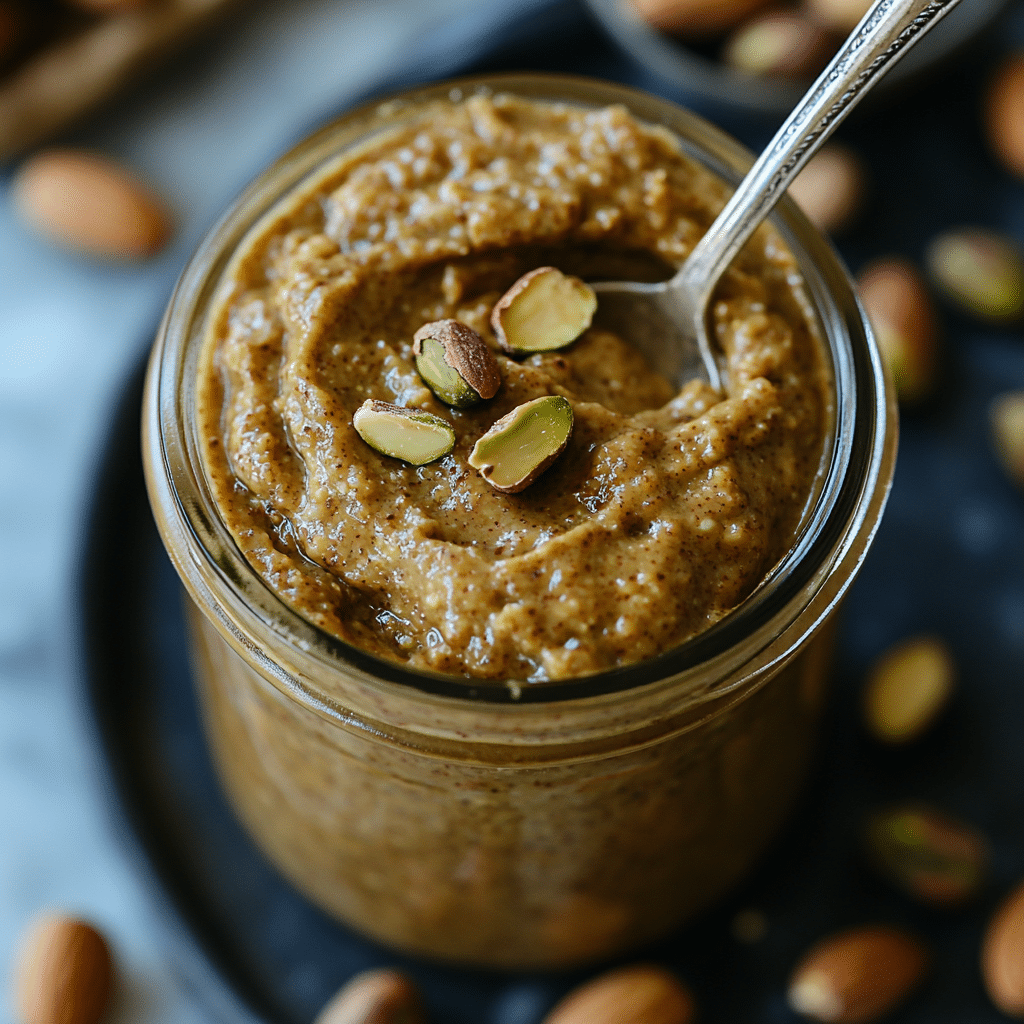Pistachio Peanut Butter: How to Make It Creamy, Healthy & Irresistible 2 jar of homemade pistachio peanut butter with spoon