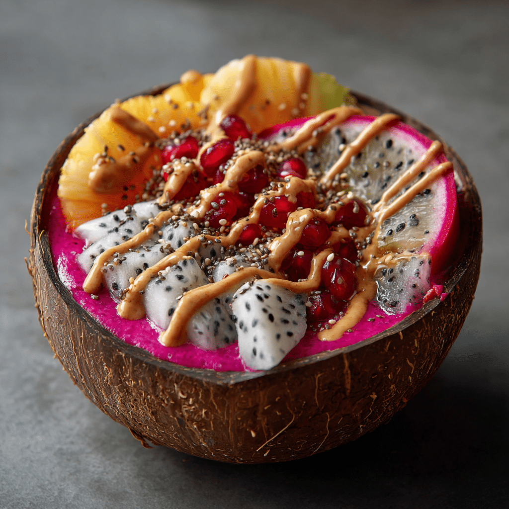 Pitaya Bowl Recipe – A Colorful, Healthy Powerhouse You’ll Love 12 u1471415212 Finished pitaya bowl served in a coconut shell bo afdf3939 8050 4cb2 add3 999e3cf4f4ae 0