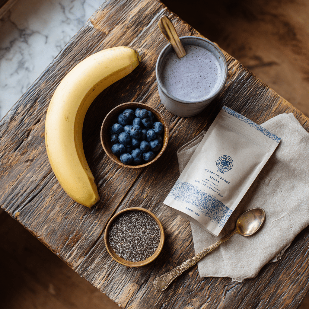 Acai Smoothie Recipe That Tastes Like a Tropical Dream 2 u1471415212 Flat lay of acai packet frozen banana blueberries dbc1bc26 91d3 420d 9fd9 8243260f41ed 2