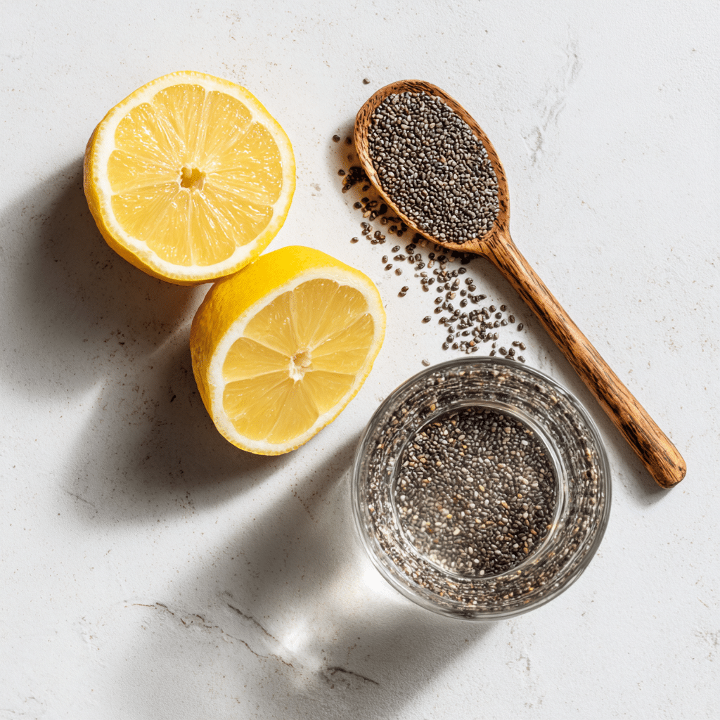 Chia Seed Water Recipe: Transform Your Health with This Simple Drink 10 u1471415212 Flat lay of dry chia seeds glass of water lemon h 5d102e58 8abd 4cd0 b155 1350adc585db 1