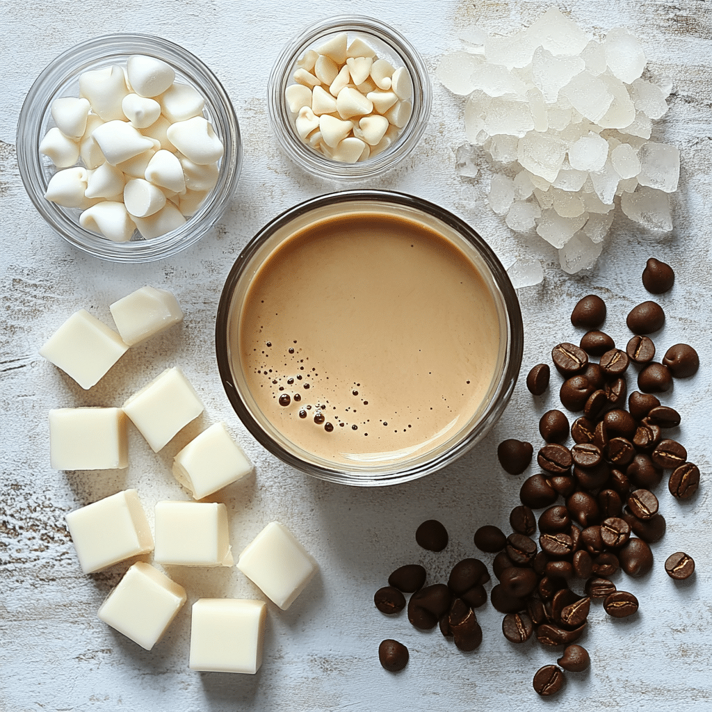 White Mocha Iced Coffee: Make This Creamy Café Favorite at Home 9 u1471415212 Flat lay of ingredients for white mocha iced coff 69039724 c570 4063 a69a 322591b28921 3