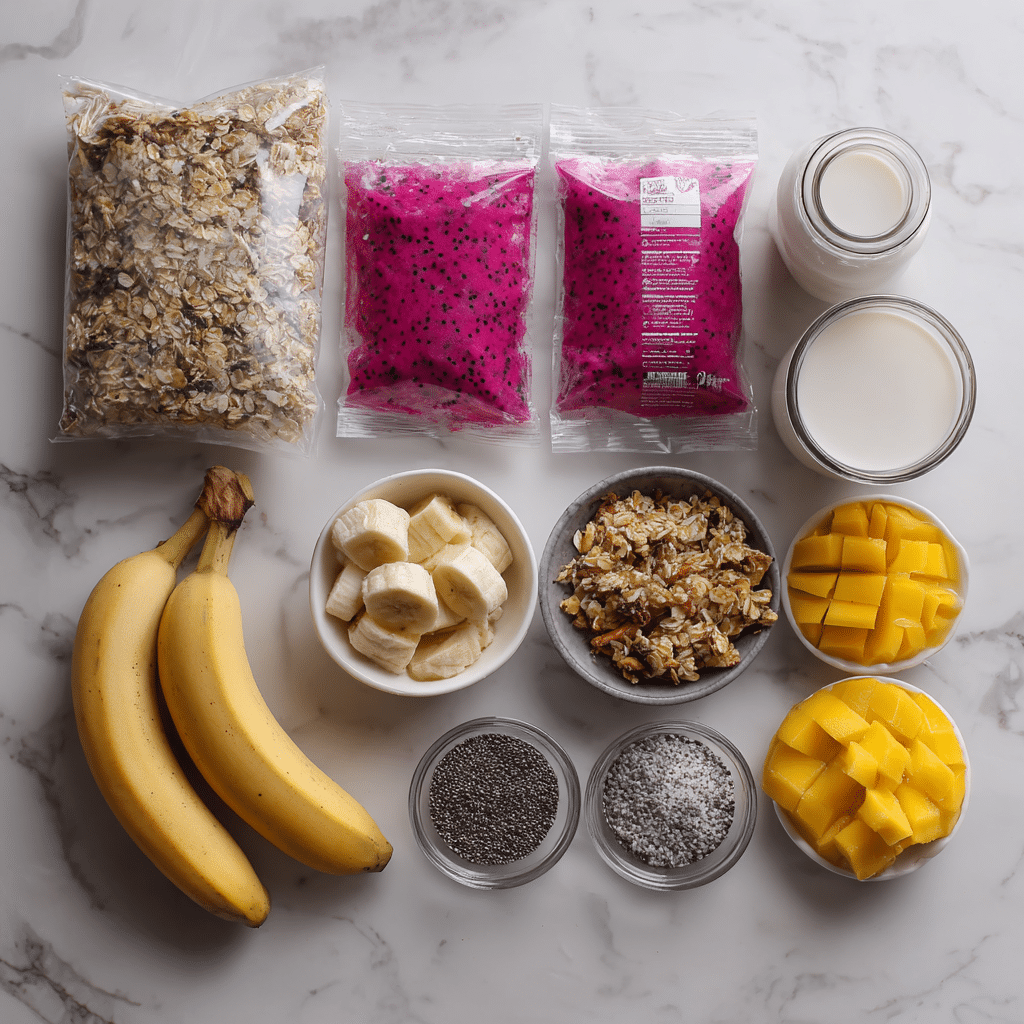 Pitaya Bowl Recipe – A Colorful, Healthy Powerhouse You’ll Love 10 u1471415212 Flat lay of pitaya bowl ingredients frozen pitaya c8af0f51 5cdb 434f 8727 ea337b1af18d 0