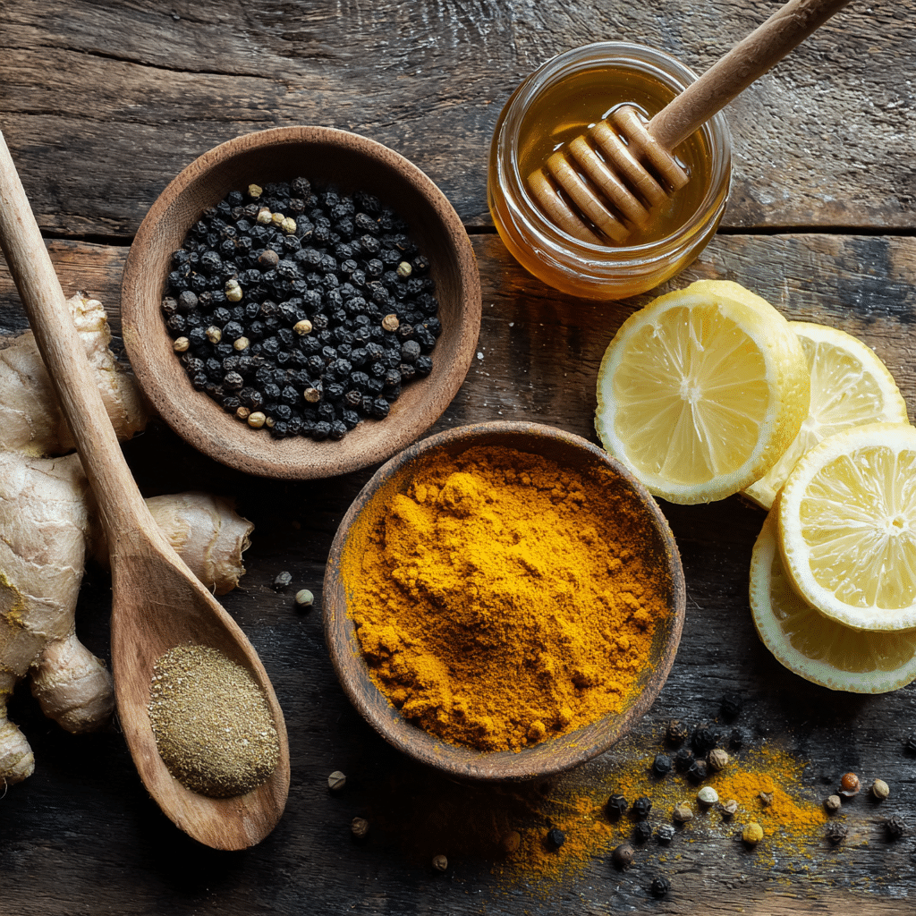 Turmeric Powder Shot Recipe – Simple, Powerful, and Incredibly Healthy 10 u1471415212 Flat lay of turmeric powder sliced lemon fresh gi b41dd6dd 011b 4ec9 bf22 ae738d955150 1