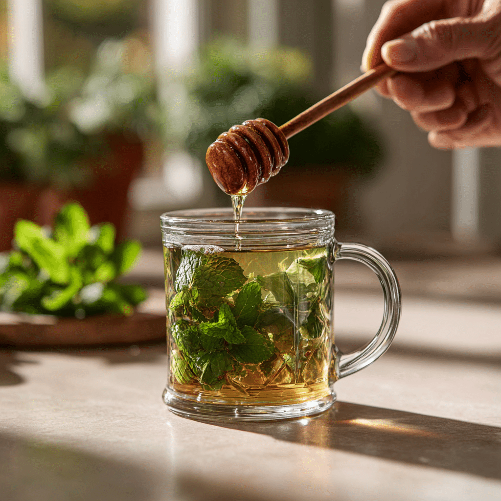 Best Lemon Balm Recipes in 2025 to Calm Cravings, Slim Naturally & Boost Digestion 12 u1471415212 Hand stirring lemon balm infusion with a cinnamon 4f96e0f0 97c2 4063 afd8 8e2eaec518e5 0