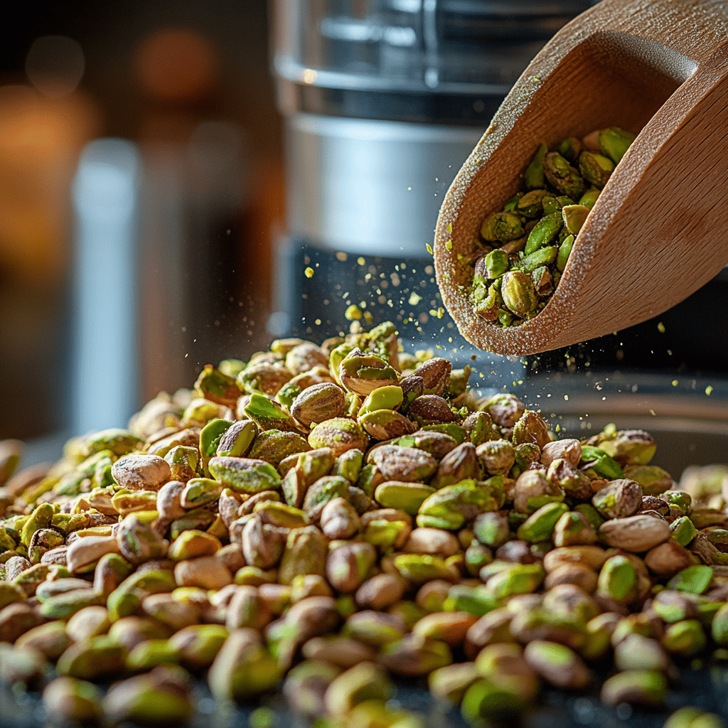 Nutty Gourmet Pistachio Butter: A Creamy Delight for Healthy Eaters 11 u1471415212 Pistachios being poured into a food processor wit b1a8639e a52e 4691 8ea3 01e75d545744 1