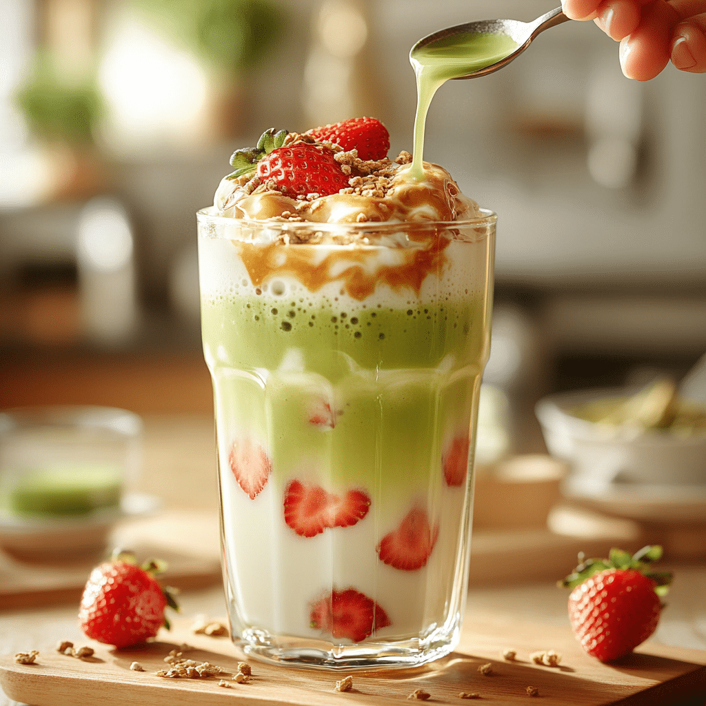 Strawberry Matcha Latte: A Creamy & Refreshing Superfood Sip 4 u1471415212 Pouring green matcha over milk and strawberry pur 48db0adb 4b6d 4368 afd7 02ac6ef2d15f 3