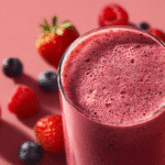 Strawberry Protein Smoothie: 9 Healthy Recipes & Tips 11 Strawberry Protein Smoothie in glass with berries