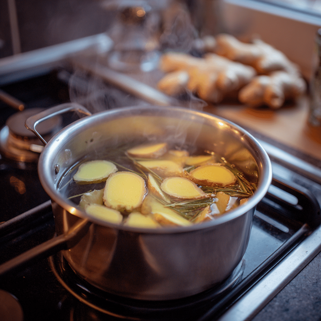 Ginger for Weight Loss Recipe: Burn Fat Naturally with Every Sip 3 u1471415212 Sliced ginger simmering in a small pot of water o c1c5daf9 225b 43e5 8db8 e54f53f55bdf 3