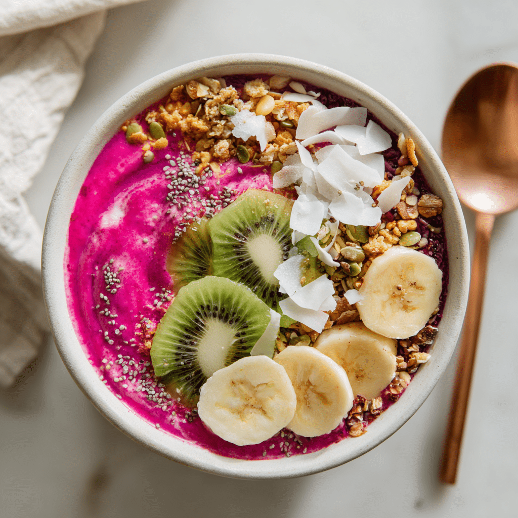 pitaya bowl with colorful toppings