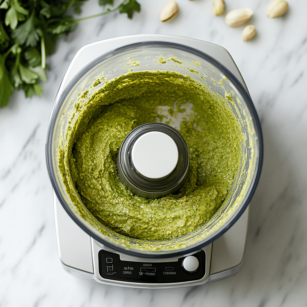 Pistachio Butter – Creamy, Healthy, and Irresistibly Homemade 29 Smooth pistachio butter with slivered nuts on marble