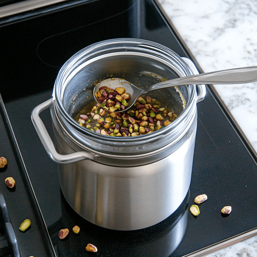 Pistachio Butter – Creamy, Healthy, and Irresistibly Homemade 31 Boiling pistachios during blanching process