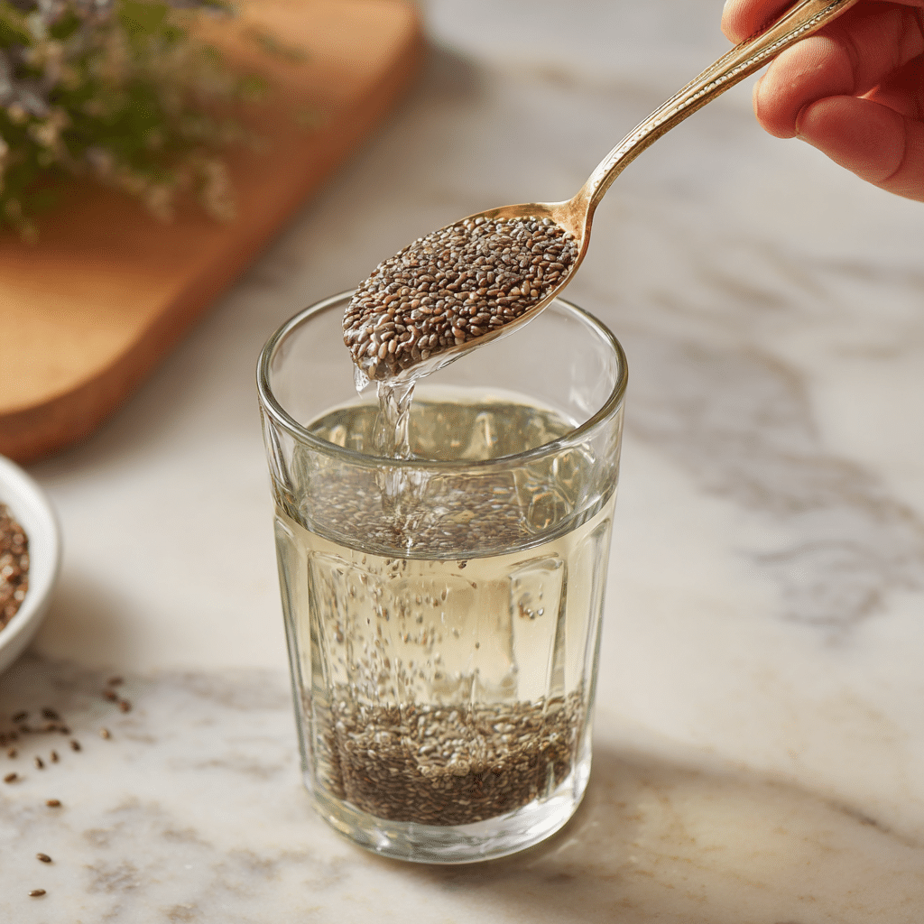 Bariatric Seed Tonic Recipe for Weight Loss – Simple & Effective 11 u1471415212 spoon mixing chia flax and fennel seeds into a gl b8284a8c 4f0b 41eb 862a 918fdfe6cba5 2