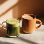 Hojicha latte vs matcha side‑by‑side