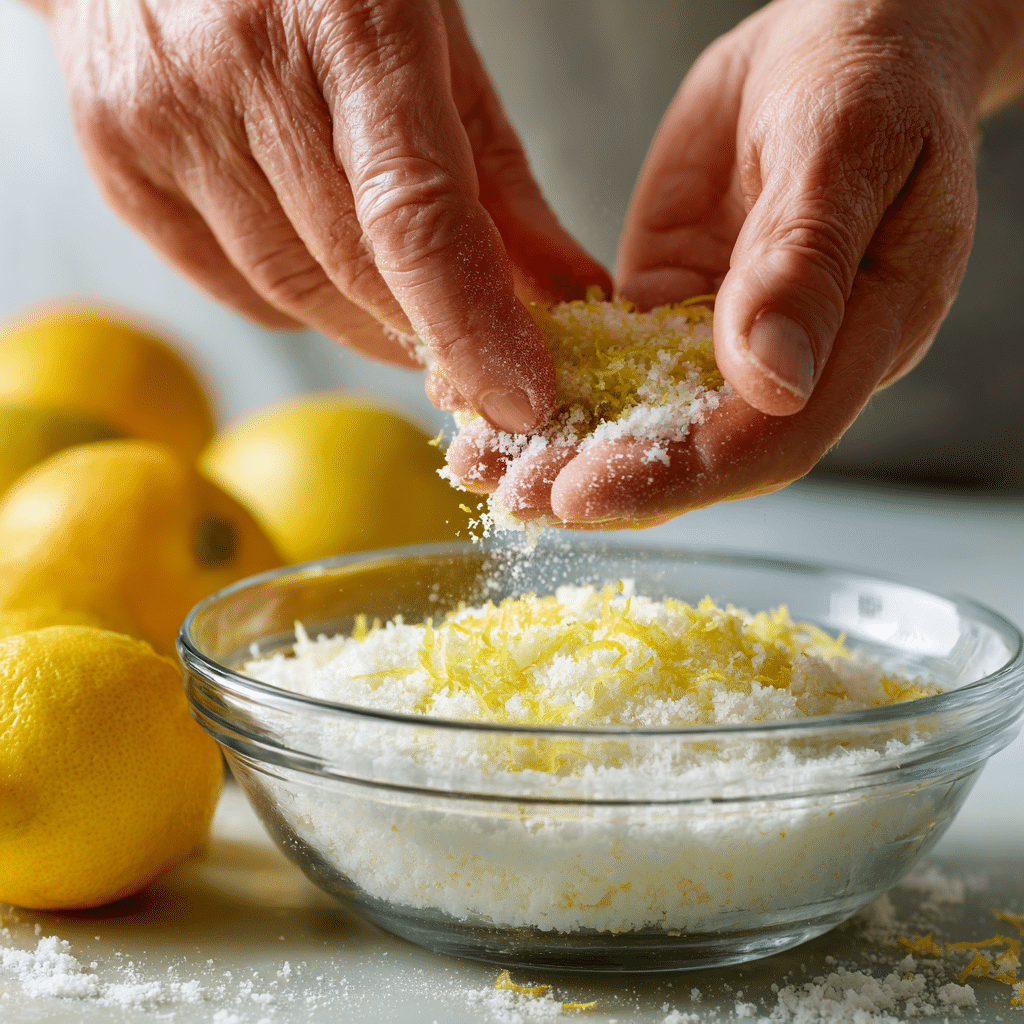 Lemon Zest Sugar Trick Recipe – Quick, Flavorful Kitchen Secret 3 u1471415212 hand rubbing lemon zest into sugar in a glass bow 281f5d56 4631 428e 9e2b ff6319f58b9c 0