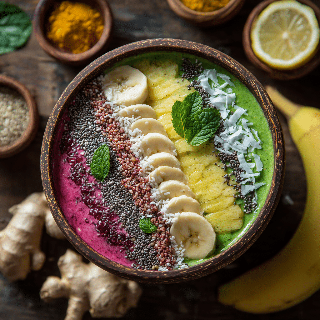 3 day detox weight loss smoothie bowl with detox ingredients